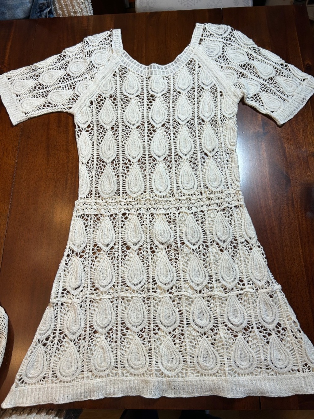 Stunning White Boho Crochet Lace Mini Dress - Sheath Style